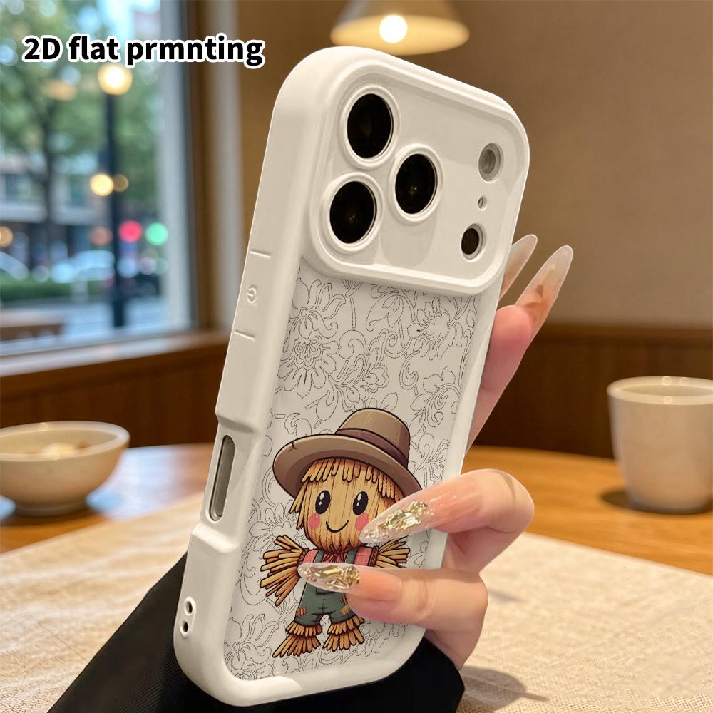 Phone Case: 2D flat design suitable for iPhone 18, 17, 16, 15, 14, 13 Pro, unisex, autumn scarecrow, Christmas and Halloween gifts