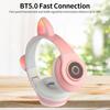 B39 Cute Cat Ear Headset Wireless BT5.0 Foldable Gaming Headphone with Flash RGB Lights Earphone TF