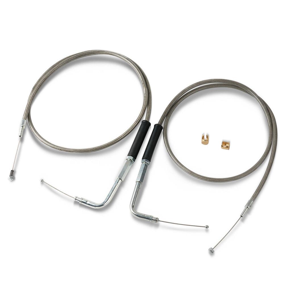 Motorcycle 42'' Throttle and Idle Cable Set for Davidson FXST FLST FLT XL 1996-UP 56579-02A Stainless Steel Idle Cable