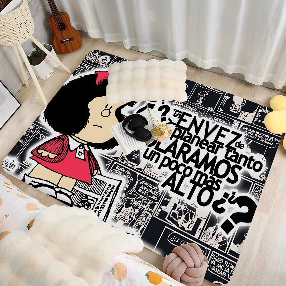 M-Mafalda Girl Floor Mat INS Style Soft Bedroom Floor House Laundry Room Mat Anti-skid Household Carpets