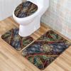 Cool Pattern Bathroom Floor Mat Toilet Three-Piece Set