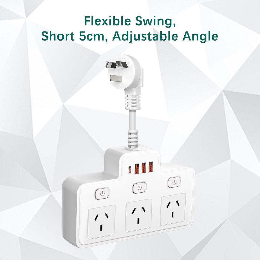 AU Plug Power Strip Wall Mounted Independent Switch Power Socket With 3 USB Ports 1 Type C Ports Charging Network Filter Adapter
