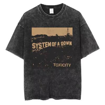 Стирка Винтаж System of A Down Toxicity Обложка Музыкального Альбома Футболка Унисекс Рок Футболка S Альтернативный Высококачественная Хлопковая Футболка