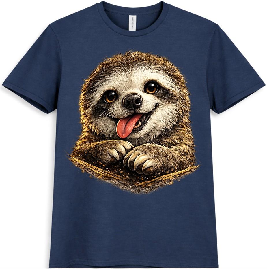 Sloth T Shirt Cute Smiling Animal Graphic Tee Lazy Lover Casual Outfit Top