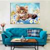 5D DIY Diamond Painting Kitten and Chrysanthemum Flowers Cross Stitch Kit Mosaic Diamond Embroidery Rose Full Round/Square Drill Home Decoration