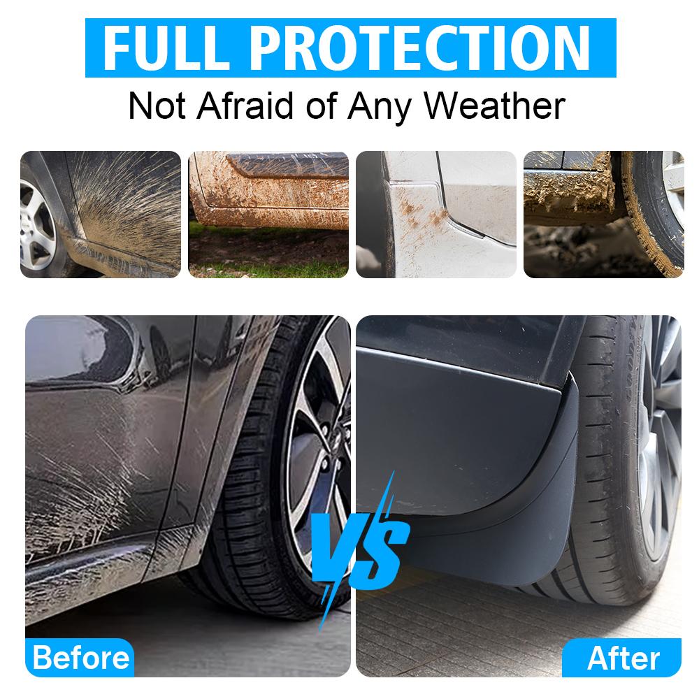 1Set Mud Flaps For Tesla Model Y 2020 2021 2022-2024 Splash Guards Fender No Drilling No Tape All Weather Mudflaps Accessories