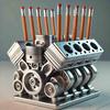 V8 Car Engine Pen Holder Resin Auto Engine Stationery Pencil Organizer Container Decoration Home Office Desktop Ornament