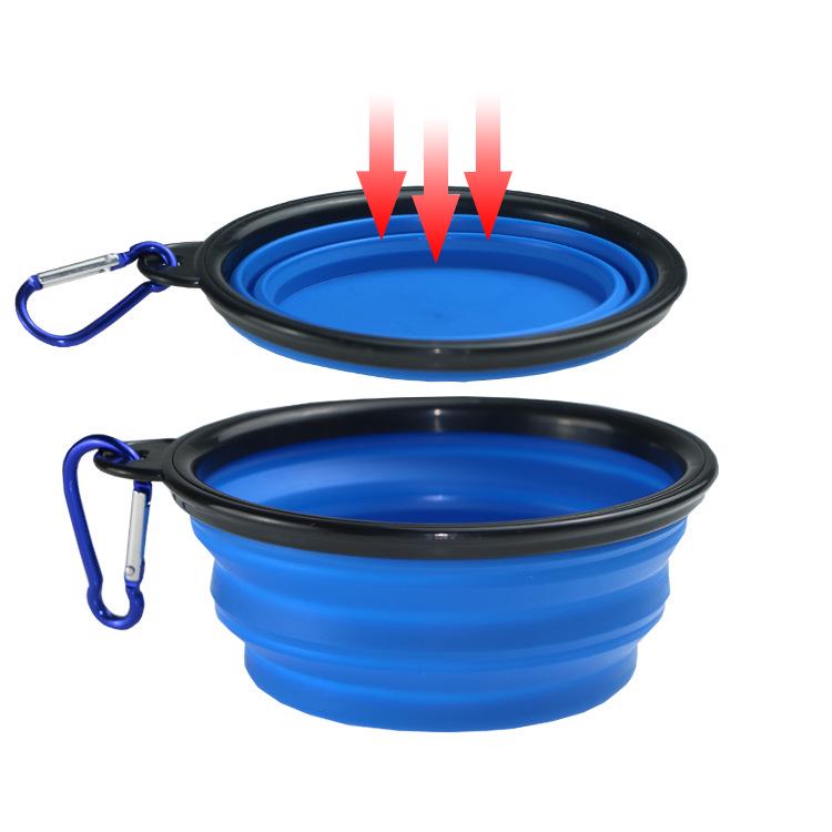 Buckle Black Foldable Silicone Pet Bowl: Portable Outdoor Cat & Dog Feeding Basin