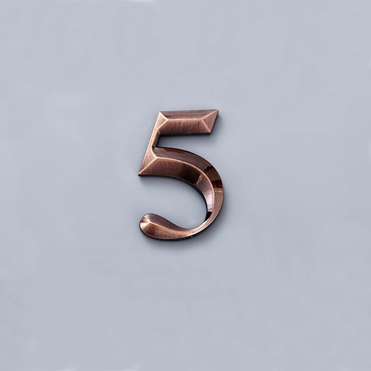 House Number Stickers 3D Self Adhesive Door Plate Sign Digits Apartment Hotel Office Door Address ABS Plastic Label 5cm Silver