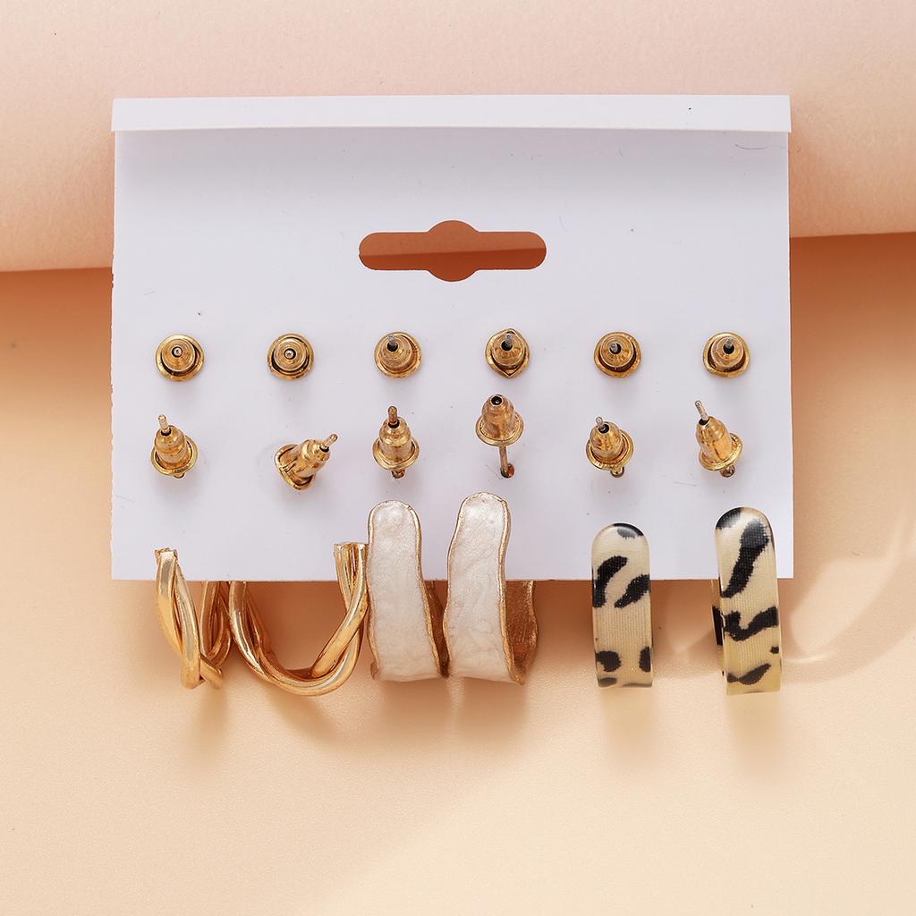 Hot-selling butterfly pearl love earrings women's creative retro alloy earrings set pair