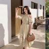 Романтичное платье с открытыми плечами, женское летнее новое элегантное темпераментное атмосферное длинное платье