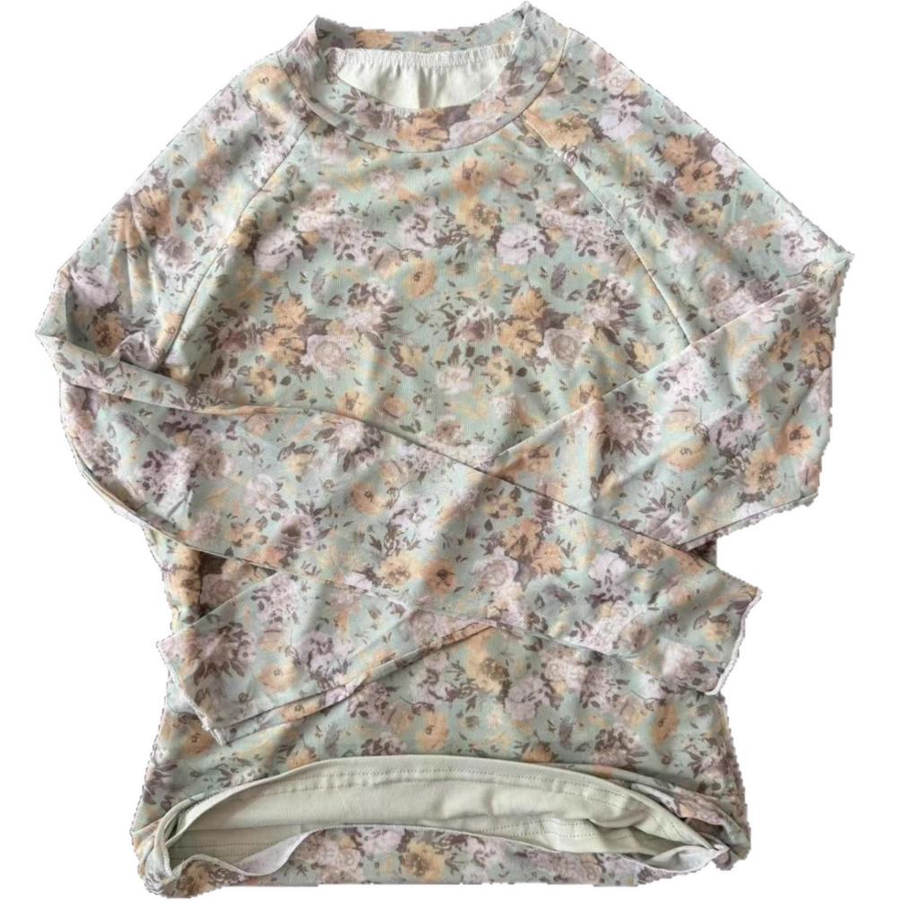 Женские сексуальные сетчатые топы с принтом, с полувысоким воротником и длинными рукавами