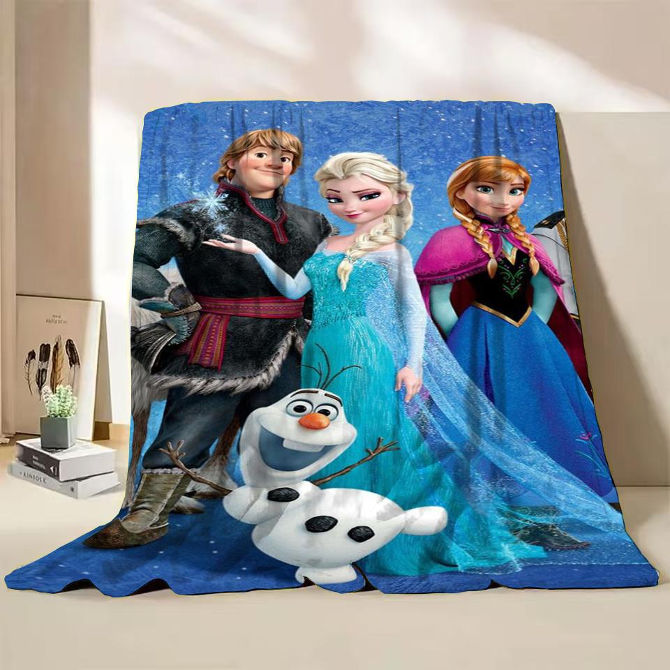 Disney Frozen Elsa Princess Childrens Adult Soft Flannel Blanket Fluffy Baby Plush for Bedroom Travel Office Cover Warm Blankets