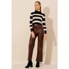 Women's High Waist Leather Trousers