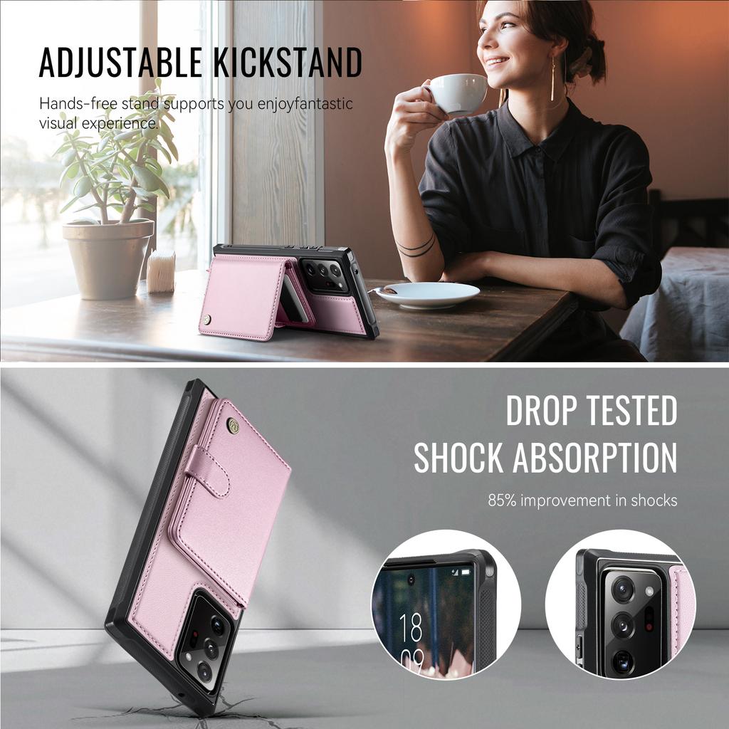 For Samsung Galaxy Note20 Ultra Case JEEHOOD J09 RFID Blocking Card Holder Leather Back Phone Cover Magnetic Case