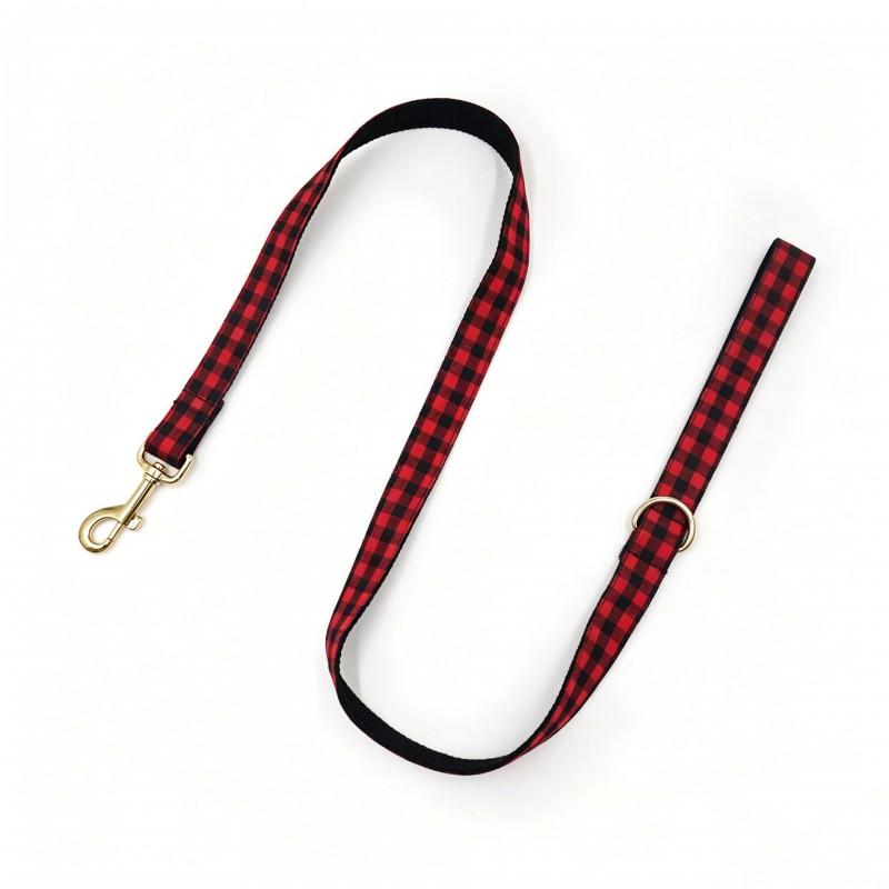 Plaid Dog Collar Leash Set With Bowknot Accessory Adjustable Sizes XS To XL Small Medium Dogs
