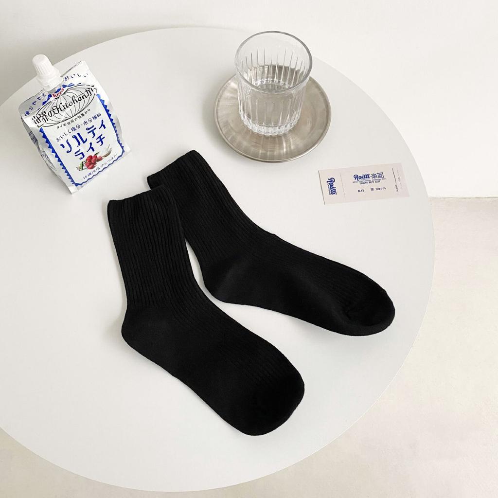 6 пар однотонных женских носков средней длины Tide, универсальные носки Tide японского молочно-белого цвета с высокой ногой