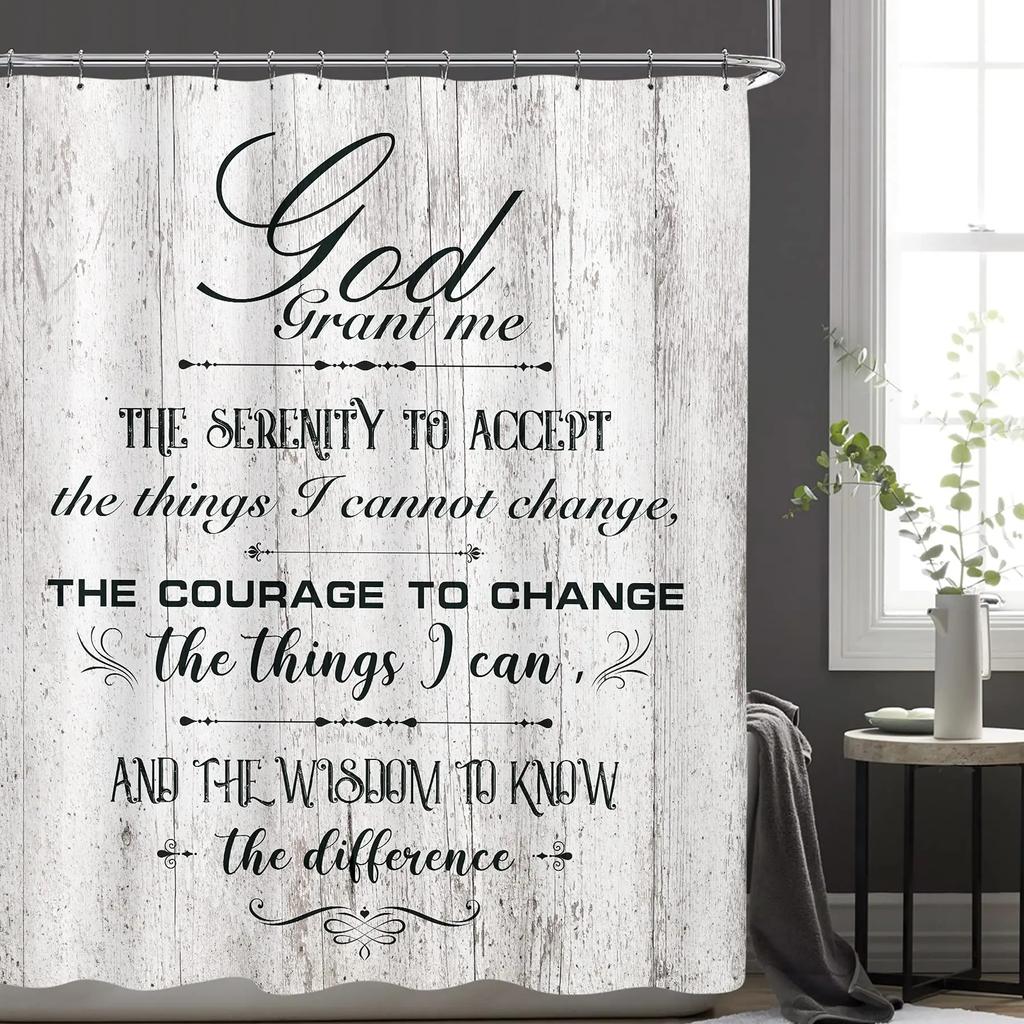 Inspirational Quote Shower Curtain Bible Verse Motivational Quote Bath Curtain Ink Paint Pink Teal Marble Abstract Bathtub Decor