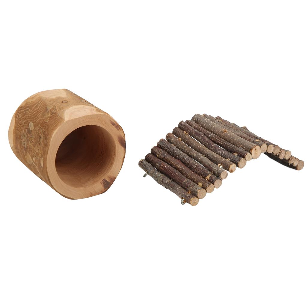 Деревянный домик-дерево для хомяка, дупло, натуральное яблоневое дерево, укрытие-туннель для хомяка с крышей для маленьких питомцев