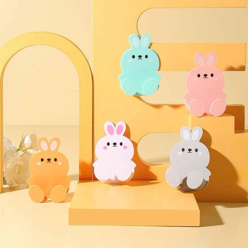 Cute Rabbit Plug Key Hook Kitchen Wall Hole Free Hook Soggiorno Phone Charging Rack Gancio Decorativo Multifunzionale