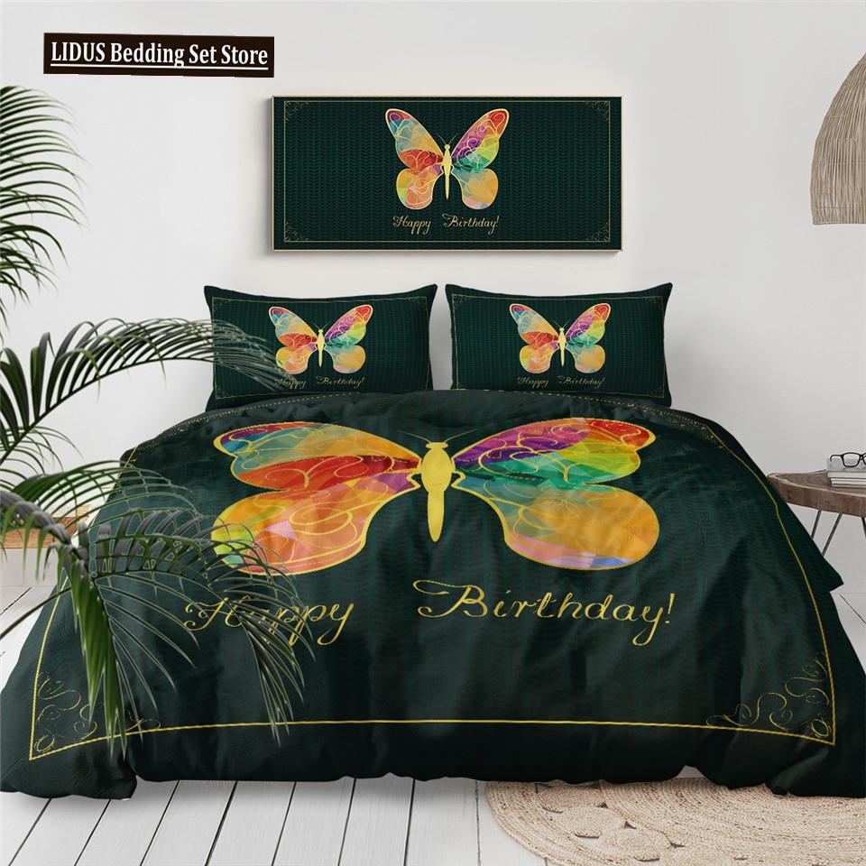 Комплект постельного белья Flying Butterflies, комплект постельного белья из коллекции Butterfly Queen King, полноразмерный, цветной, мягкий, из полиэстера, покрывало
