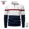 Autumn/Winter Embroidered New Large Stand Up Collar Men's Sweater Half Zipper Color Blocked Knitted Sweater Quality Men's Wear