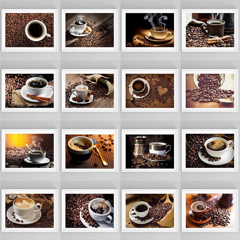Coffee Cup Poster Decoration Nordic Prints Coffee Bean Canvas Painting Wall Art Picture for Living Room Cafe Store Home Restaurant Kitchen