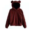 Women's Cute Bear Ears Plush Long Sleeve Hooded Sweatshirt Pullover Hoodies