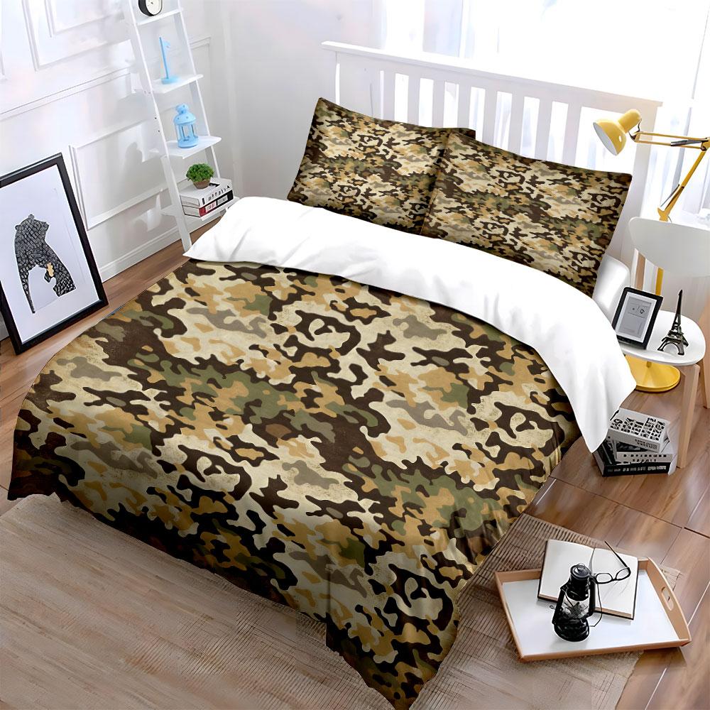 Camouflage with earthy tones. Bedding sets Duvet cover sets Duvet covers Pillowcases(1 * Duvet Cover 2 * Pillowcases without duvet insert)