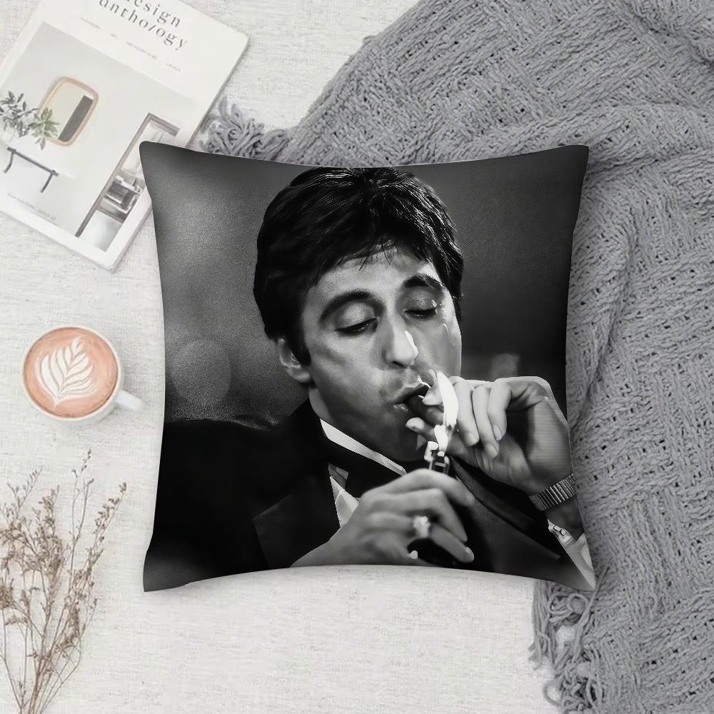 Movie SScarface Pillow Case Square DoubleSided Printing Sofa Cushion Cover Pillowcase Bedroom Bedside