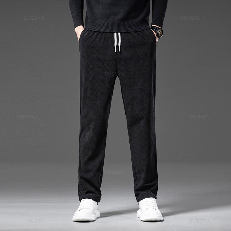Четыре сезона вельветовые брюки мужские с завязками на резинке на талии деловые свободные прямые корейские повседневные брюки мужские большие размеры M-5XL