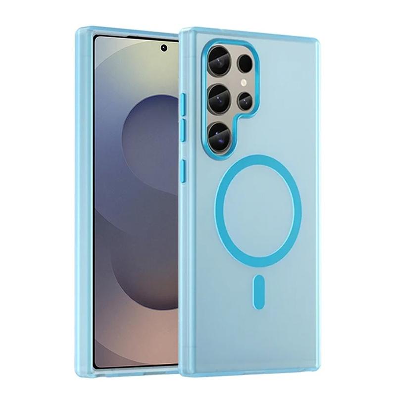 For Magsafe Matte Candy Translucent Phone Case For Samsung Galaxy S25 S24 Ultra S23 Plus FE Shockproof Wireless Charging Cover