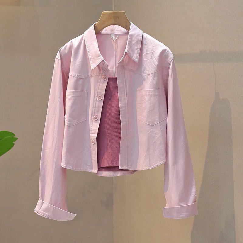 Spring Summer Women's Loose Cropped Blouses Long Sleeve Thin Casual Coats Female Streetwear Tops