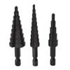3Pcs High Speed Steel Step Drill Bit Set Hex Handle Step Drill Bit for Metal Wood Insulation Plate