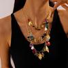 Ретро Ожерелье с инкрустированным бриллиантами сердцем и геометрическим насекомым для женщин - Преувеличенный многоэлементный дизайн