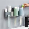 Toothbrush Holder Punch-Free Wall-Mounted Toothbrush Holder Shaver Toothpaste Mouthwash Cup Storage Rack Bathroom Accessories