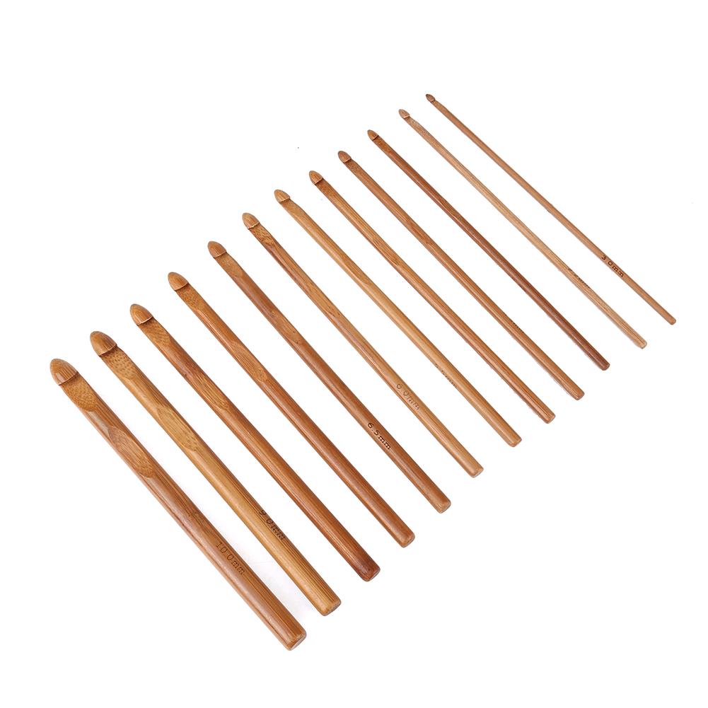 12pcs set Carbonized Bamboo Knitting Needle Set Crochet Hooks Sweater Needles Yarn Weaving Tool