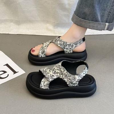 PLOVER летние сандалии женские носят высококлассные туфли на толстой подошве-маффине, популярные Guochao, новые китайские интернет-знаменитости, римские сандалии