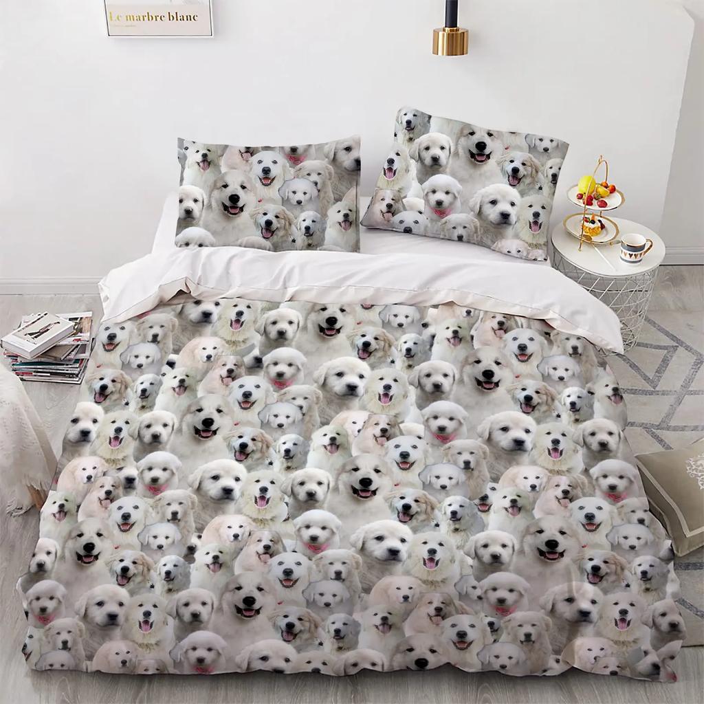 Cute Maltese Dog Duvet Cover Set Dog Breed Theme Bedding Set Microfiber Kawaii Animal Quilt Cover Twin King For Pet Lover Gifts