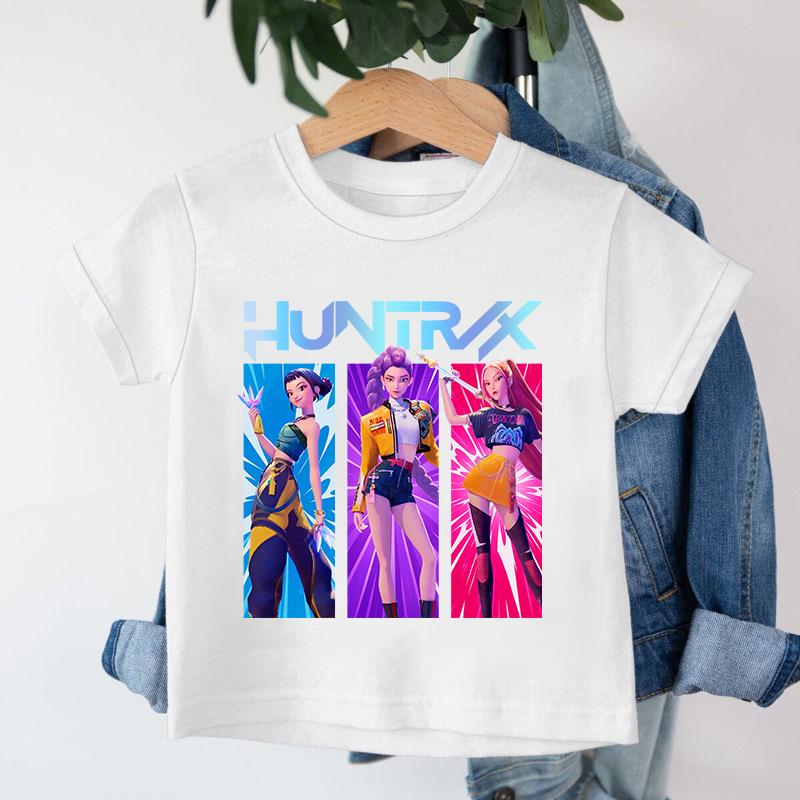 Девочка K-pop Охотник на демонов Мультяшная футболка Веселая Крутая футболка Летний топ