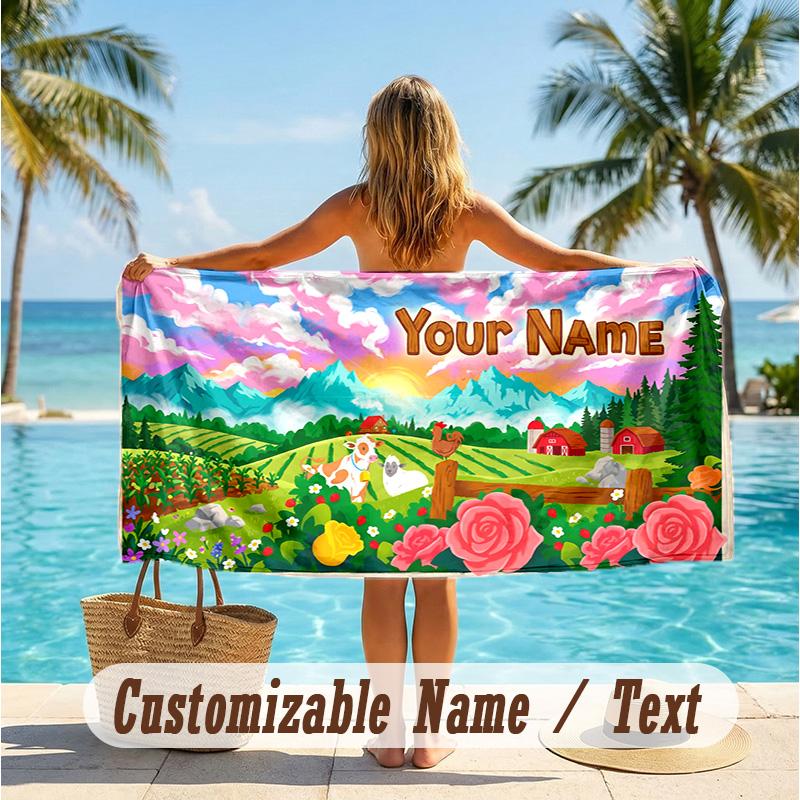 Custom Text Beach Towel, Soft Absorbent Swimming Multi-use TowelStardew Valley