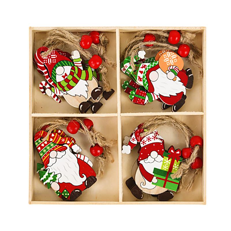 12Pcs Wooden Christmas Gnome Ornaments Xmas Tree Hanging Pendant 2025 Navidad Party Decoration for Home 2026 New Year Kids Gift