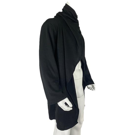 Men Cloak Coat High Collar Long Sleeve Street Style Windbreaker Solid Color Irregular Hem Mid-Length Outwear Punk Style Winter Outerwear
