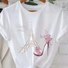 Fashion Women High Heels Tower Print T Shirt Funny Casual O-neck Short Sleeves T-shirt Summer Female Tee Shirt