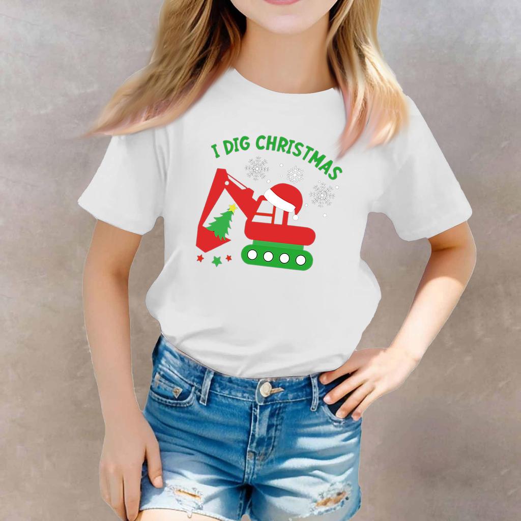 Christmas Day Toddler Girl Boy T-Shirts Kids Top Boys And Girls Printed Short Sleeved T-shirt