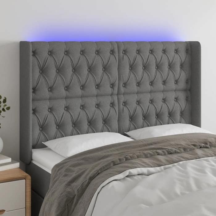 VidaXL LED Headboard Bedroom Furniture Double Bed Accessory Head of Bed Frame Interior Dark Grey 3124383