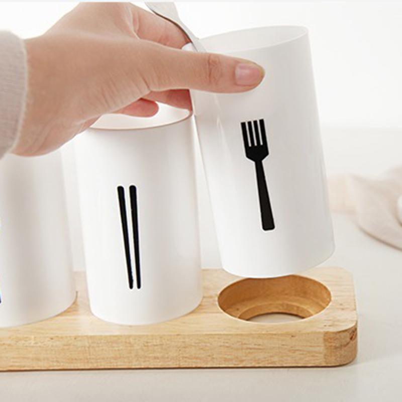 Кухонный держатель для хранения палочек для еды Многофункциональная бытовая посуда Ложка Вилка Сливной контейнер Дубовый органайзер высокого качества