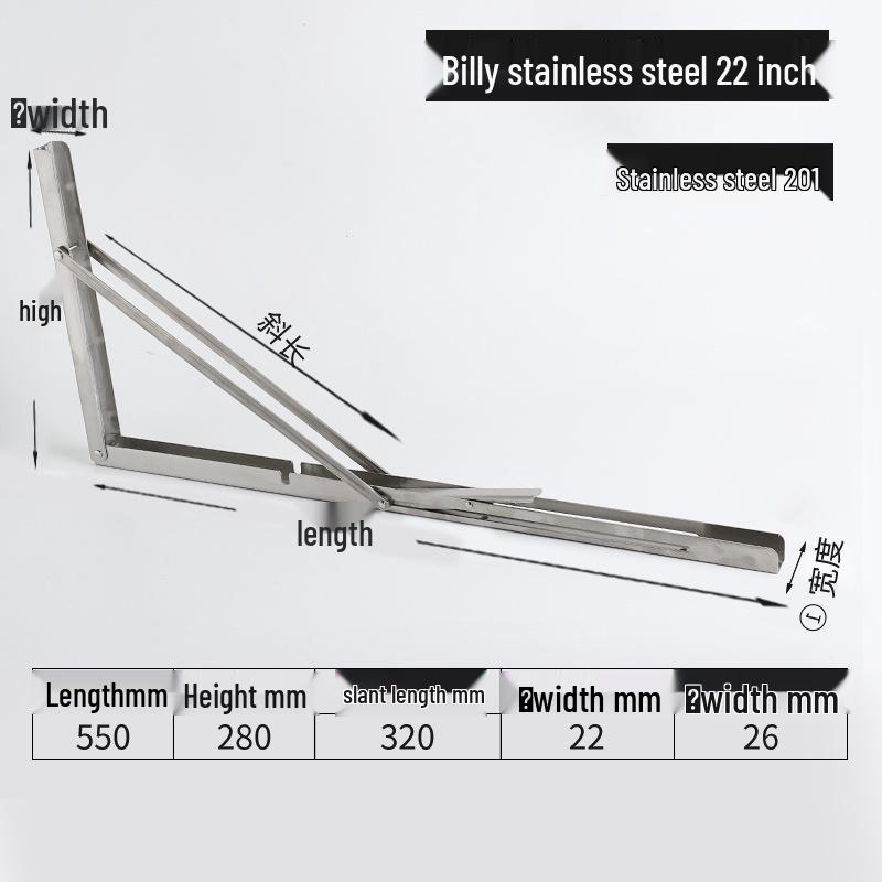 304 Stainless Steel Folding Triangle Bracket for Load-Bearing Storage Support