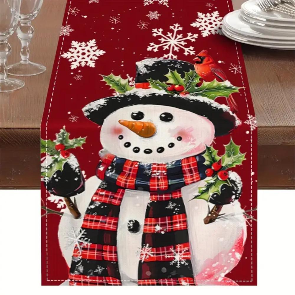 Праздничная скатерть-дорожка Рождественское украшение Принт Льняная настольная салфетка Маленькая накидка на обеденный стол