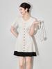 Exquisite French Style Pleated Short Sleeve Knitted Dress